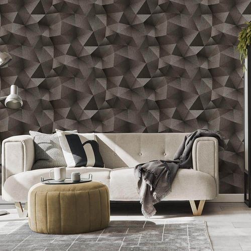 Wallpaper Guido Kretschmer Triangles 3D brown 10216-15