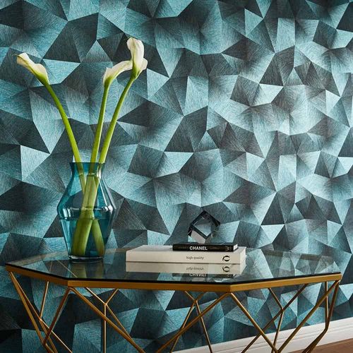 Wallpaper Guido Kretschmer Triangles 3D petrol 10216-19