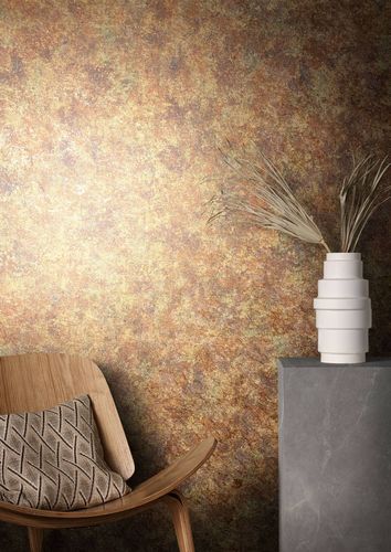 Photo Non-Woven Wallpapern Patina Stone gold brown 85723