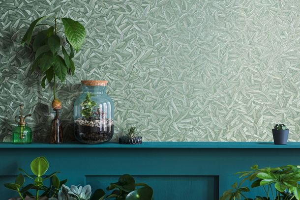 Glööckler non-woven wallpaper floral leaves mint green 33411