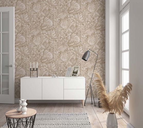 Image Non-Woven Wallpaper Leaves Floral beige brown 33307