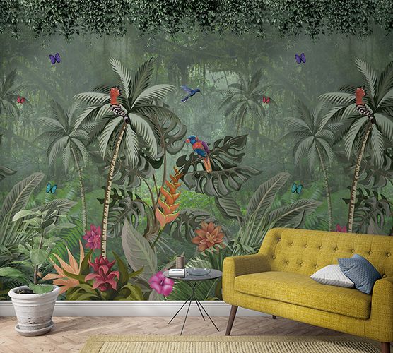 Picture Photo Wallpaper Jungle Birds green colourful 47201