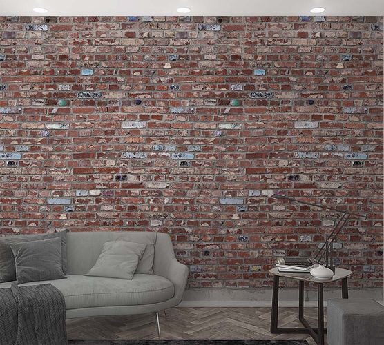 Picture Photo Wallpaper Bricks Wall red-brown blue 47254