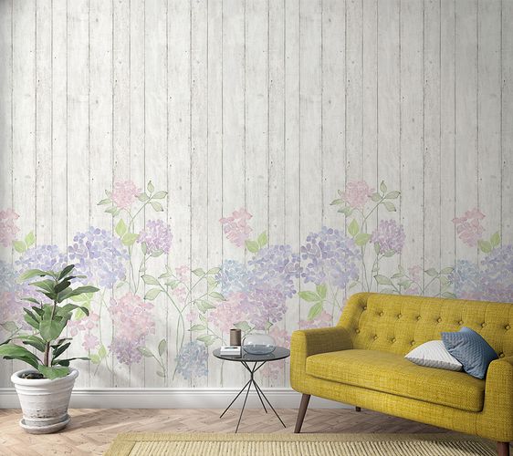 Picture Photo Wallpaper Flowers Wood Panels purple pink 47265