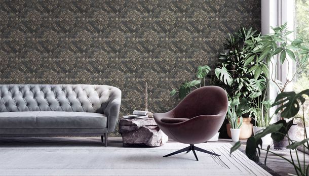 Non-Woven Wallpaper Baroque Design anthracite 38707-4