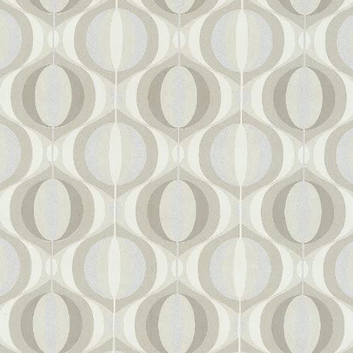 Non-Woven Wallpaper Retro Circles beige white 13089-40