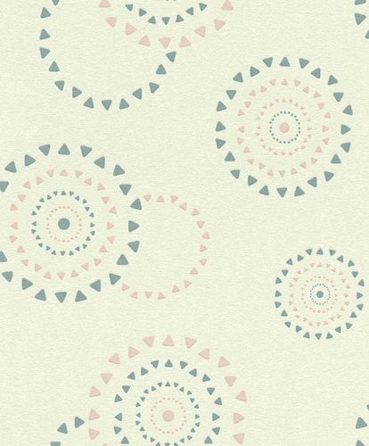 Wallpaper Circles Rasch white green pink 686609