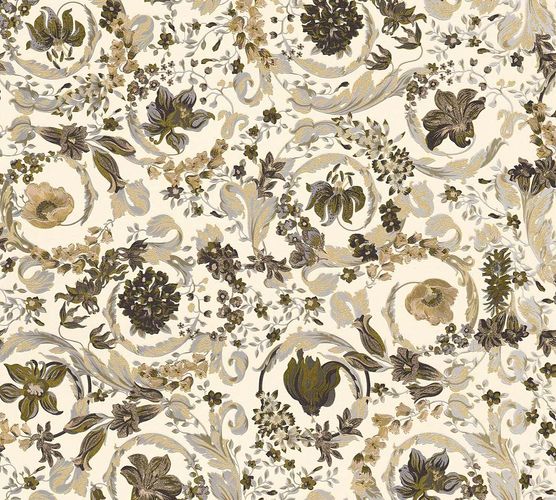 Non-woven wallpaper Versace White Gold Floral 38706-6