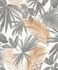 Non-woven wallpaper Grandeco ferns leaves white grey gold 1