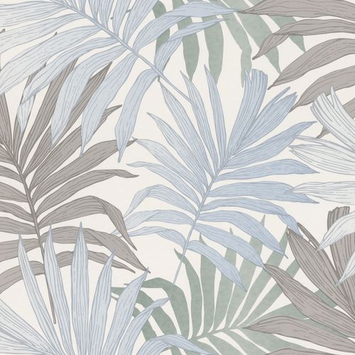 Country house wallpaper palm trees blue Rasch non-woven