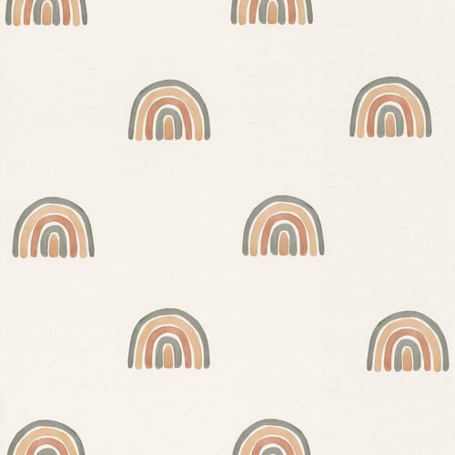 Children wallpaper rainbow light brown Rasch non-woven