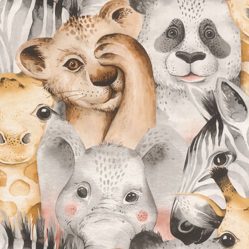 Children wallpaper animals brown gray Rasch non-woven