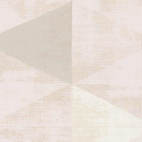 Non-woven wallpaper Beige Gray Triangles 383534