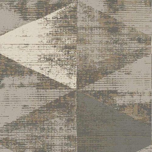 Non-woven wallpaper Grey White Triangles 383535