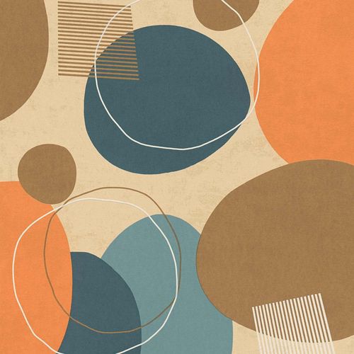 Non-woven wallpaper AS Creation Orange Beige Circles 385951