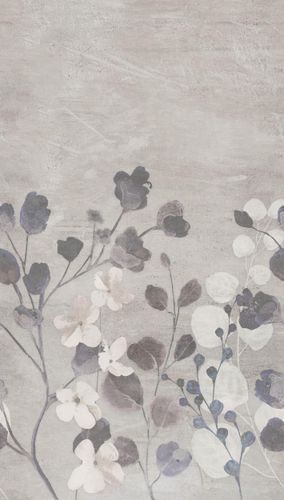 Wall mural non-woven Grandeco Gray flowers A41702