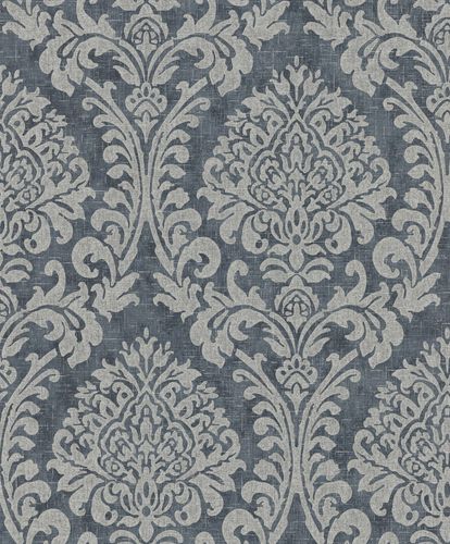 Non-woven wallpaper Blue Gray Damask Grandeco