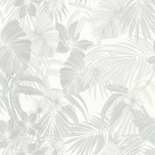 Non-woven wallpaper Nomad White leaves A51303 Grandeco