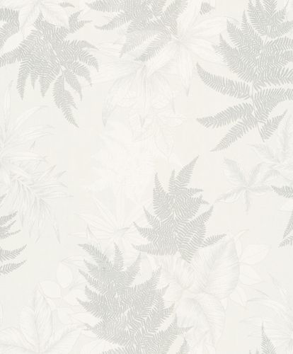 Non-woven wallpaper Grandeco leaf pattern White Phoenix