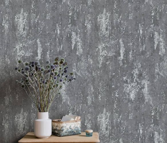 Erismann non-woven wallpaper anthracite metallic plaster look