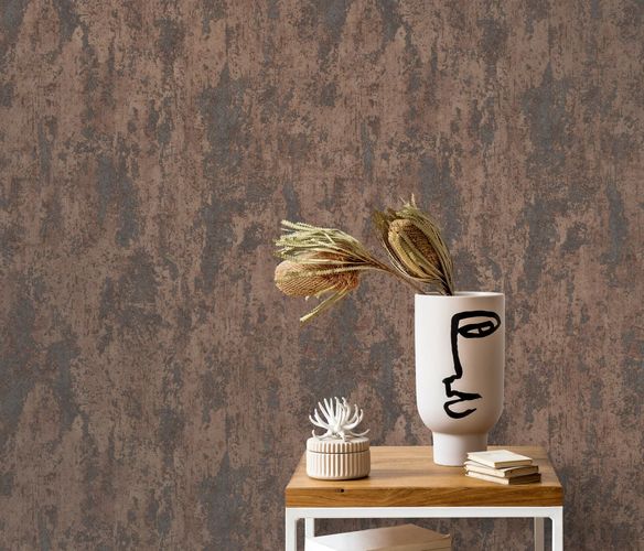 Erismann non-woven wallpaper brown metallic plaster look