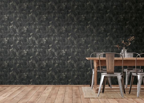 Non-woven wallpaper A.S. Creation 38823-4 black plaster look