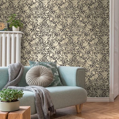 Non-woven wallpaper A.S. Creation 38831-3 Black Gold leaves