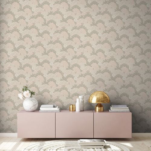 Non-woven wallpaper flowers grey pink 38740-2 AS Creation