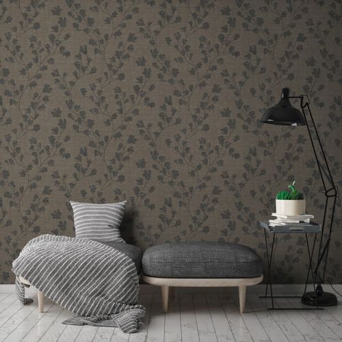 Non-woven wallpaper vines floral brown grey AS Creation