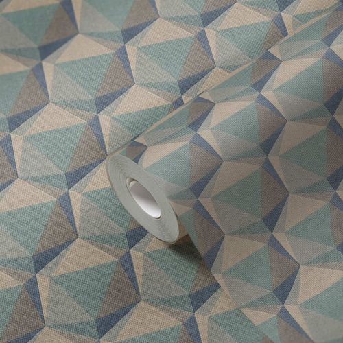 Non-woven wallpaper 3D Graphic Blue Beige AS Creation