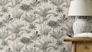 Non-woven wallpaper Rasch ferns grey black 555134 1