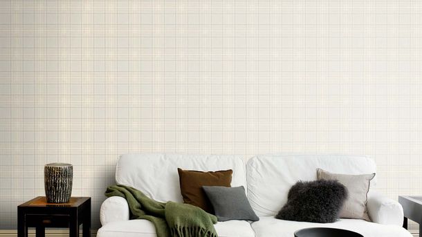 Non-woven wallpaper 537444 Rasch plaid beige gray