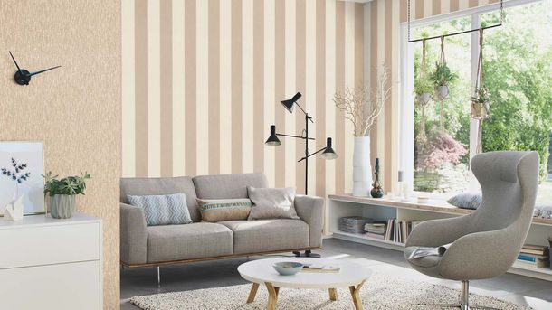 Rasch non-woven wallpaper stripes beige white gold 844016