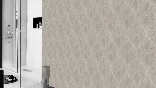 Rasch non-woven wallpaper lozenges graphic gray silver 844115