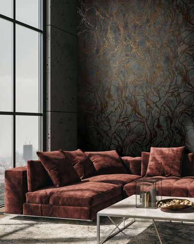 Non-woven wallpaper 34256 lines black copper Marburg