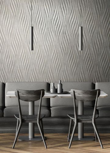 Non-woven wallpaper 34261 waves pattern gray silver Marburg