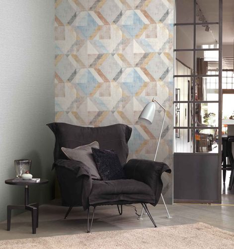 Non-woven wallpaper Rasch graphic gray beige 311907