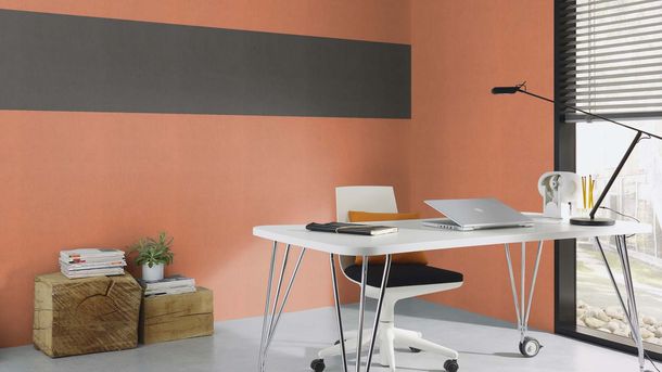 Non-woven wallpaper Rasch Textil look Orange 633542