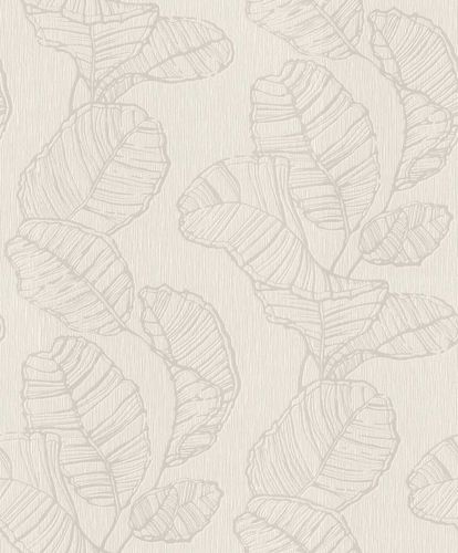 Non-woven wallpaper Rasch leaf pattern beige gray 822618