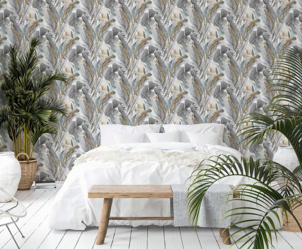 Non-woven wallpaper tropical gray brown Marburg 47418