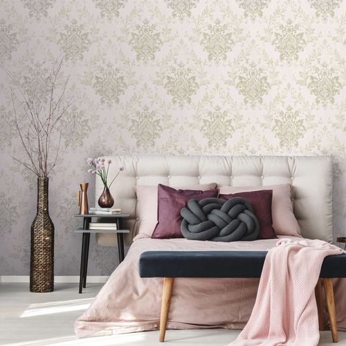 Non-woven wallpaper beige pearl damask Marburg 31569