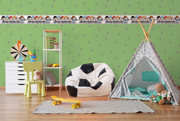 Non-woven wallpaper footballs green white Marburg 47516