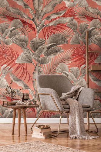 Digital Print Leaves Tropics Jungle Pink Red 39185-4