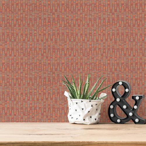 Non-woven wallpaper abstract red orange beige 39092-2