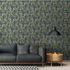 Non-woven wallpaper leaves plants white green black 39095-1 1