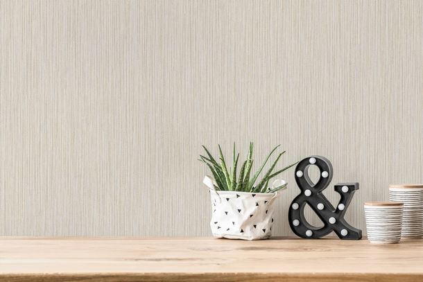 Non-woven wallpaper stripes glitter white gold 38756-2