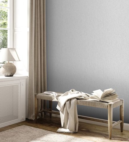 Non-woven wallpaper texture grey silver metallic 39026-3