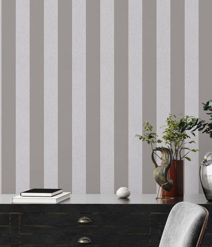 Non-woven wallpaper stripes pattern grey light 39029-3