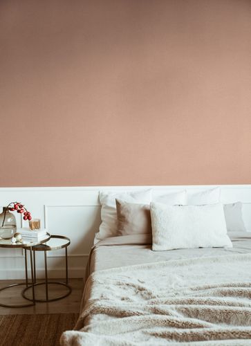 Non-woven wallpaper plain linen look apricot 39039-5