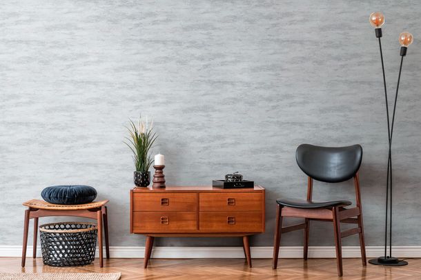 Non-woven wallpaper concrete look grey silver 39041-3